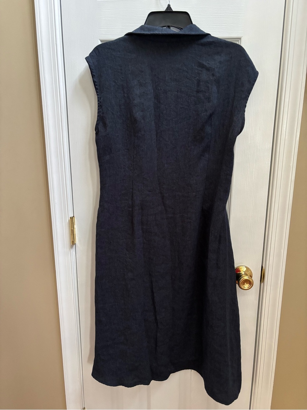 OGL Viscose-Linen Collared V-neck Midi Dress with Drawstring, Size L (10-12) EUC - Picture 4 of 5